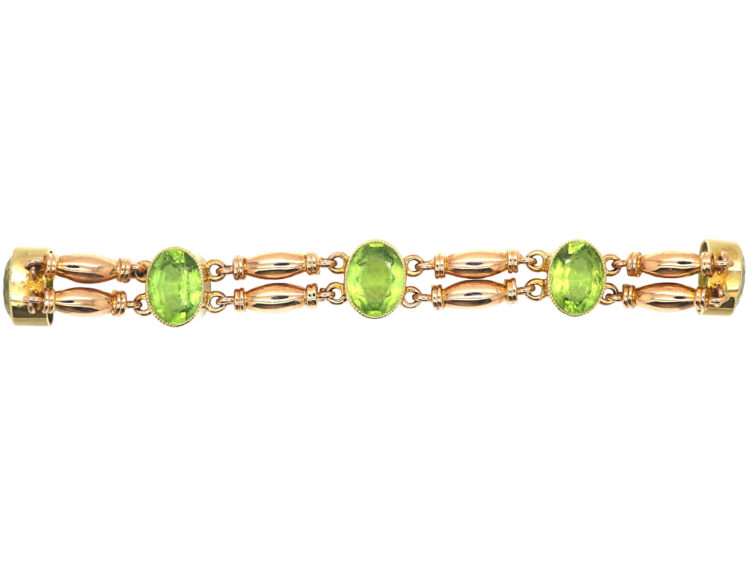 Edwardian 15ct Gold Bracelet set with Peridots