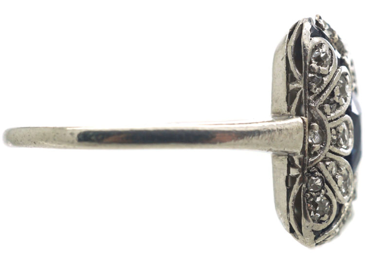 Edwardian 18ct Gold & Platinum, Diamond & Sapphire Wrap Over Design Ring