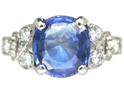 Art Deco Platinum, Sapphire & Diamond Ring