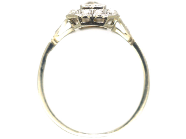 Art Deco 14ct Gold & Diamond Rectangular Ring