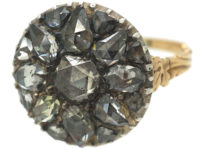 Georgian 14ct Gold & Silver, Rose Diamond Cluster Ring