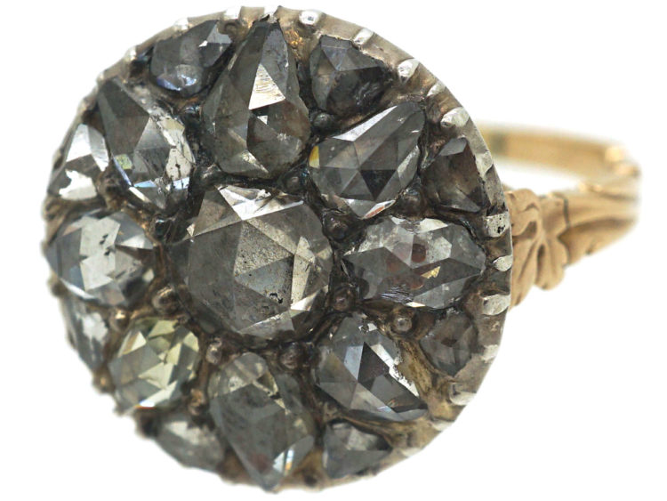 Georgian 14ct Gold & Silver, Rose Diamond Cluster Ring