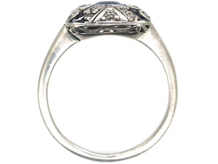 Edwardian 18ct Gold & Platinum, Diamond & Sapphire Wrap Over Design Ring