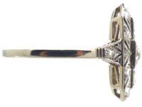 Art Deco 14ct Gold & Diamond Rectangular Ring