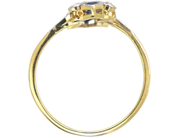 Art Deco 18ct Gold & Platinum, Sapphire & Diamond Ring