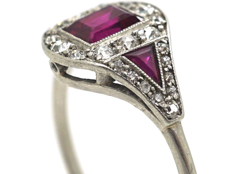 Art Deco Platinum, Ruby & Diamond Ring
