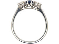 Art Deco 18ct White Gold, Sapphire & Diamond Three Stone Ring
