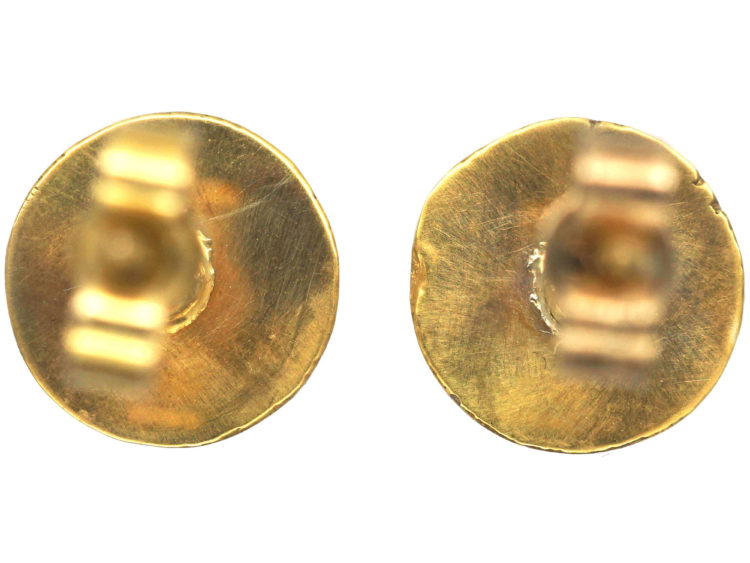 Victorian Engraved 15ct Gold Round Stud Earrings