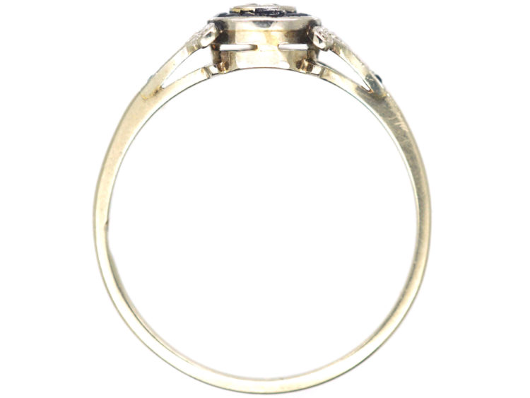 Art Deco 14ct White Gold, Sapphire & Diamond Target Ring