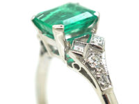 Art Deco Platinum, Emerald & Diamond Ring