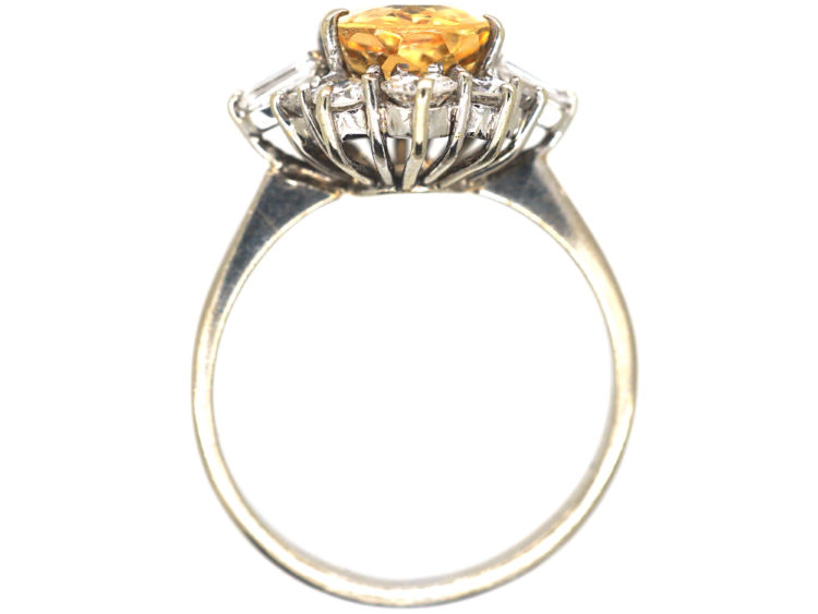 18ct White Gold, Topaz & Diamond Ring