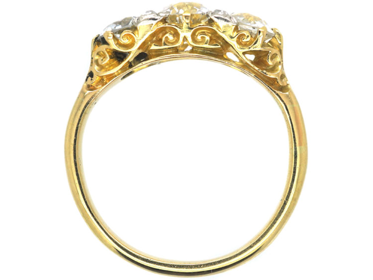 Edwardian 18ct Gold, Three Stone Diamond Ring