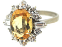18ct White Gold, Topaz & Diamond Ring