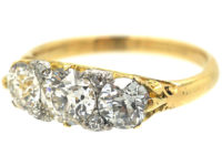 Edwardian 18ct Gold, Three Stone Diamond Ring