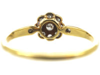 Edwardian 18ct Gold & Platinum Diamond Cluster Ring with Diamond Set Shoulders