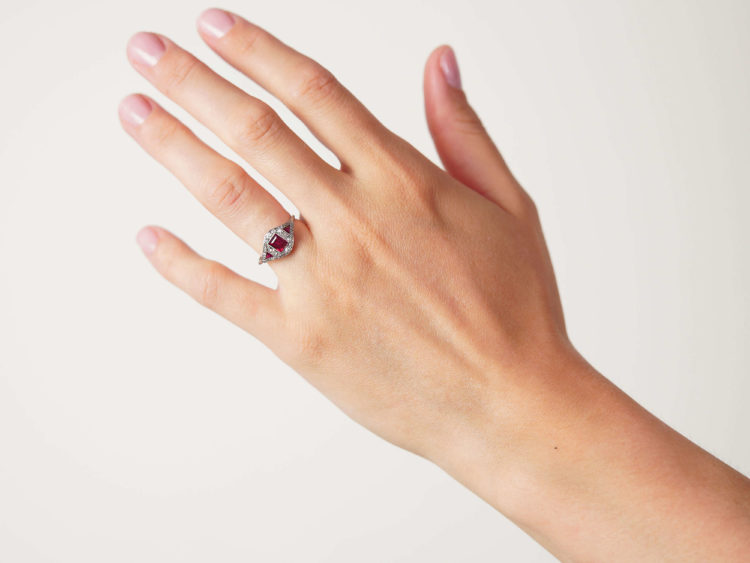Art Deco Platinum, Ruby & Diamond Ring