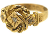 Edwardian 18ct Gold Knot Ring set with Three Diamonds