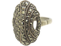 Art Deco Silver & Marcasite Oval Ring