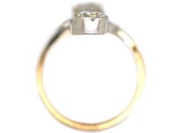 French Import 18ct Gold & Platinum Art Nouveau Two Stone Diamond Ring