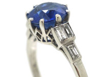 Art Deco Platinum, Ceylon Sapphire & Diamond Ring