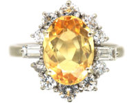 18ct White Gold, Topaz & Diamond Ring