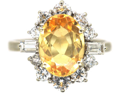 18ct White Gold, Topaz & Diamond Ring