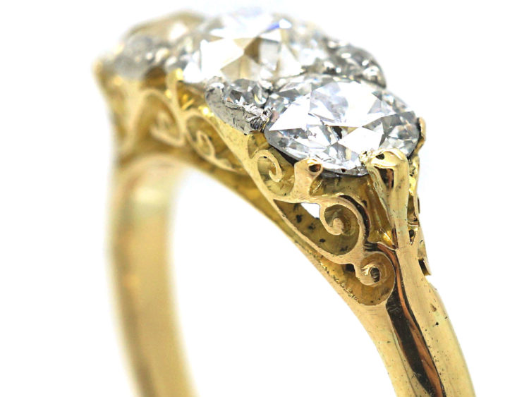 Edwardian 18ct Gold, Three Stone Diamond Ring