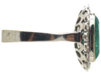 18ct White Gold Emerald & Diamond Oval Shaped Ring