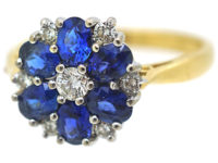 18ct Gold, Sapphire & Diamond Cluster Ring