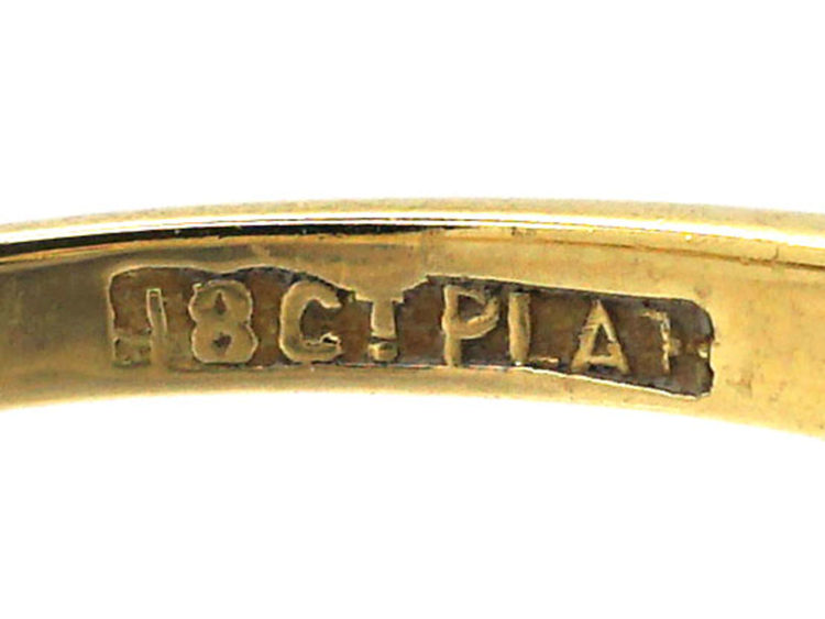 Edwardian 18ct Gold & Platinum Diamond Cluster Ring with Diamond Set Shoulders