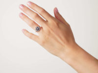Edwardian 18ct Gold & Platinum Catherine Wheel Design Ring set with Sapphires & Diamonds