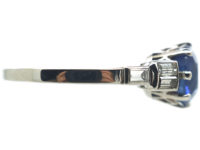 Art Deco Platinum, Ceylon Sapphire & Diamond Ring