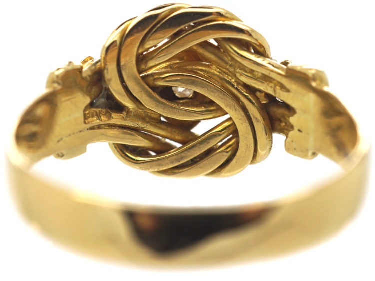 Edwardian 18ct Gold Knot Ring set with Three Diamonds