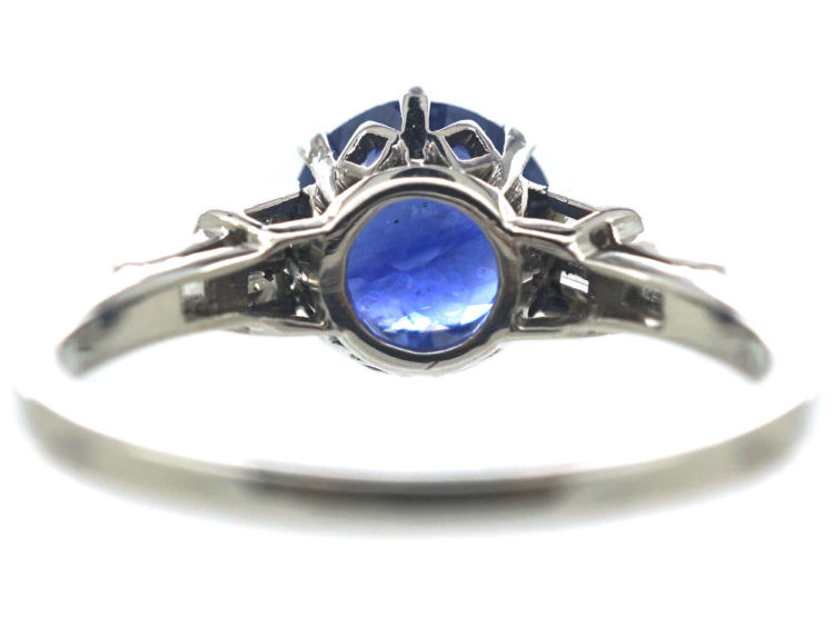 Art Deco Platinum, Ceylon Sapphire & Diamond Ring