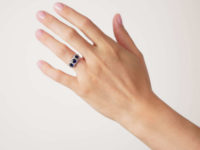 Edwardian 18ct Gold, Sapphire & Diamond Triple Cluster Ring