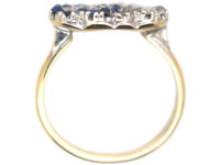 Edwardian 18ct Gold, Sapphire & Rose Diamond Entwined Double Heart Ring