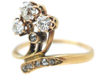 Art Nouveau 18ct Gold & Diamond Flower Spray Ring