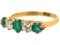 Edwardian 18ct Gold, Emerald & Diamond Five Stone Ring