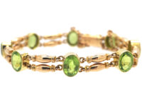 Edwardian 15ct Gold Bracelet set with Peridots