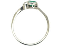 Art Nouveau Emerald & Diamond Cross Over Ring