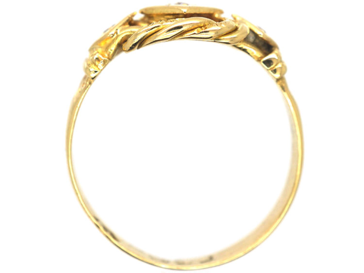 Edwardian 18ct Gold Knot Ring set with Three Diamonds