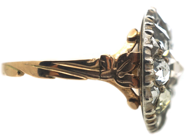 Georgian 14ct Gold & Silver, Rose Diamond Cluster Ring