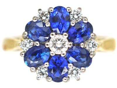 18ct Gold, Sapphire & Diamond Cluster Ring