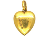 Victorian 15ct Gold Heart Shaped Pendant set with a Ruby & Rose Diamonds