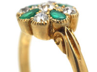 Edwardian 18ct Gold, Emerald & Diamond Cluster Ring