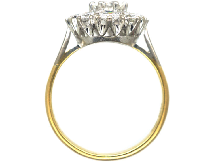 18ct Gold & Platinum Large Diamond Cluster Ring