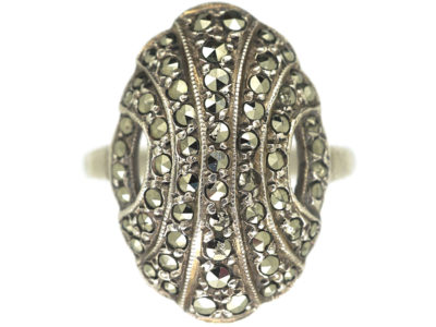 Art Deco Silver & Marcasite Oval Ring
