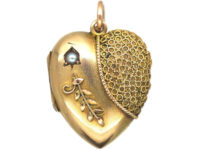 Edwardian 9ct Gold Heart Shaped Locket set with a Natural Split Pearl