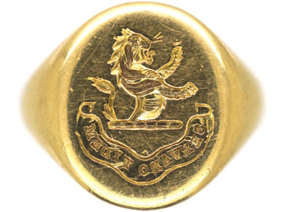 Victorian 18ct Gold Signet Ring with Intaglio of a Lion Rampant