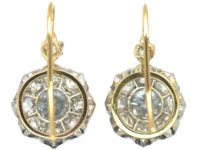 French Belle Epoque 18ct White & Yellow Gold Diamond Cluster Earrings